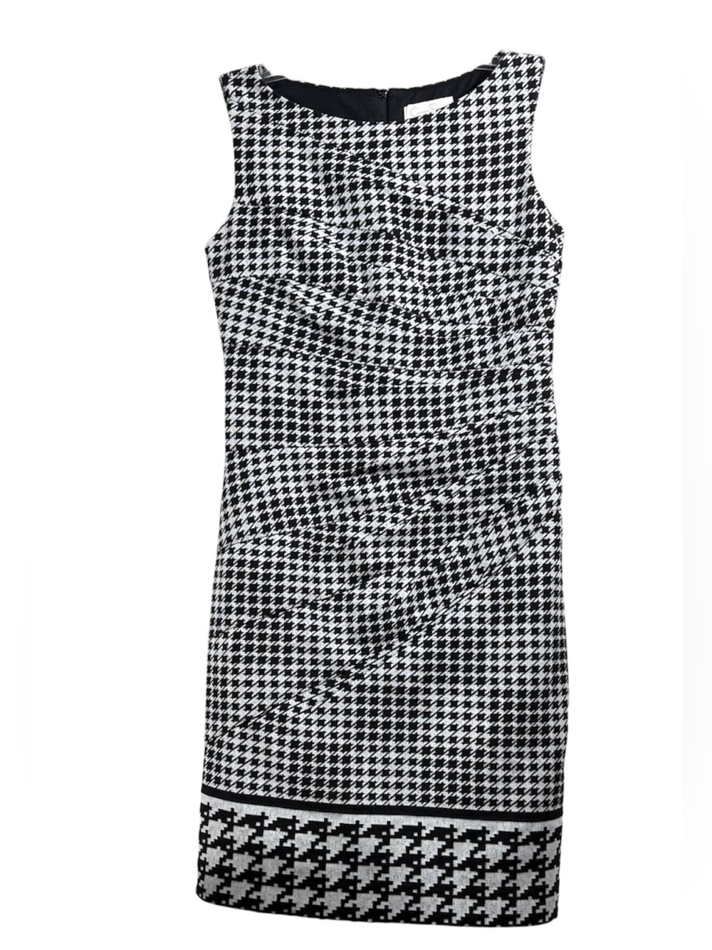 Jessica Simpson Houndstooth Sheath Dress Black Gray Sleeveless Career Size 6